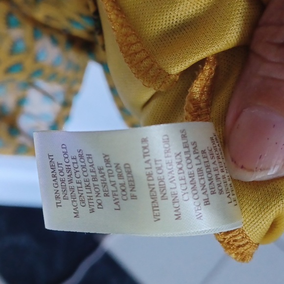 Nick & Mo Anthropologie Dress, Crochet front, gold & green - Picture 9 of 9